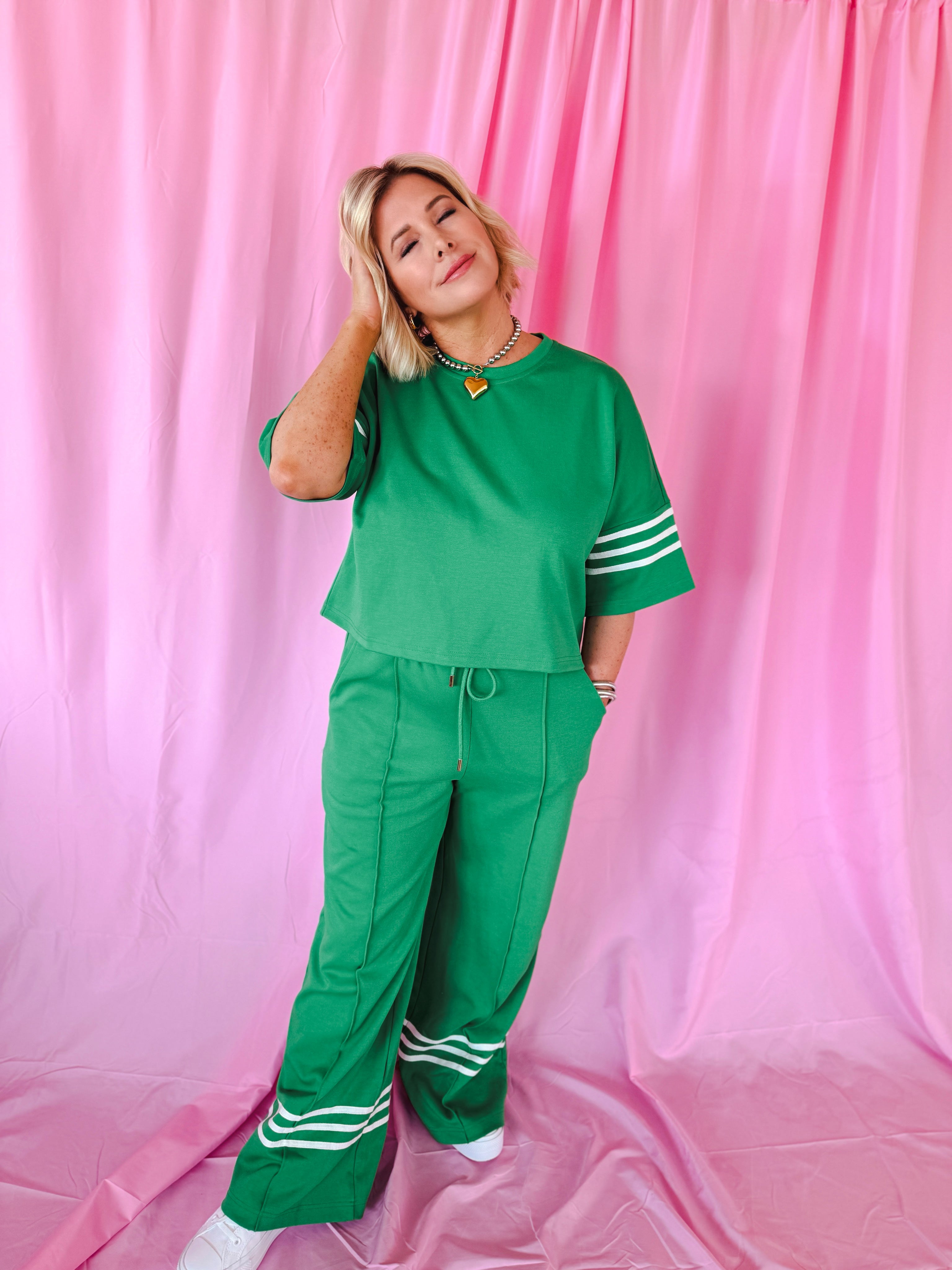 Green & White Stripe Entro Matching Set