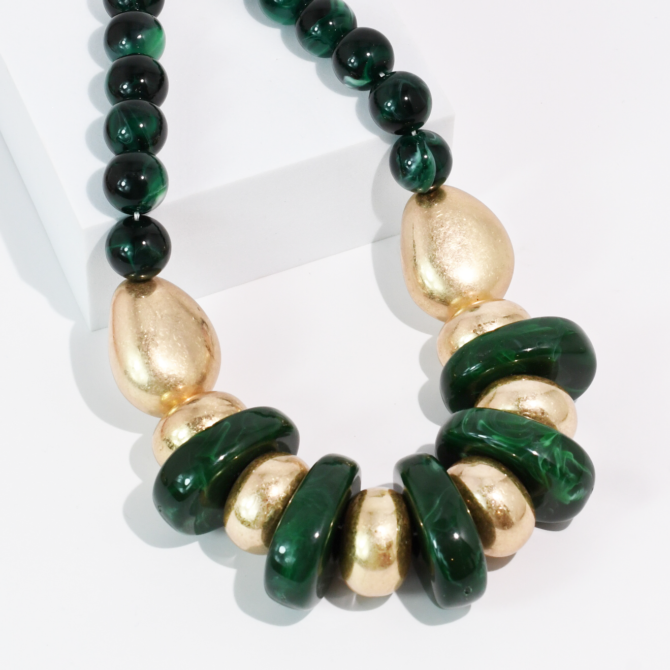 Emerald & gold necklace, women's necklace from Aurea Lux Collective boutique in Lawton, OK, image 1 of 2