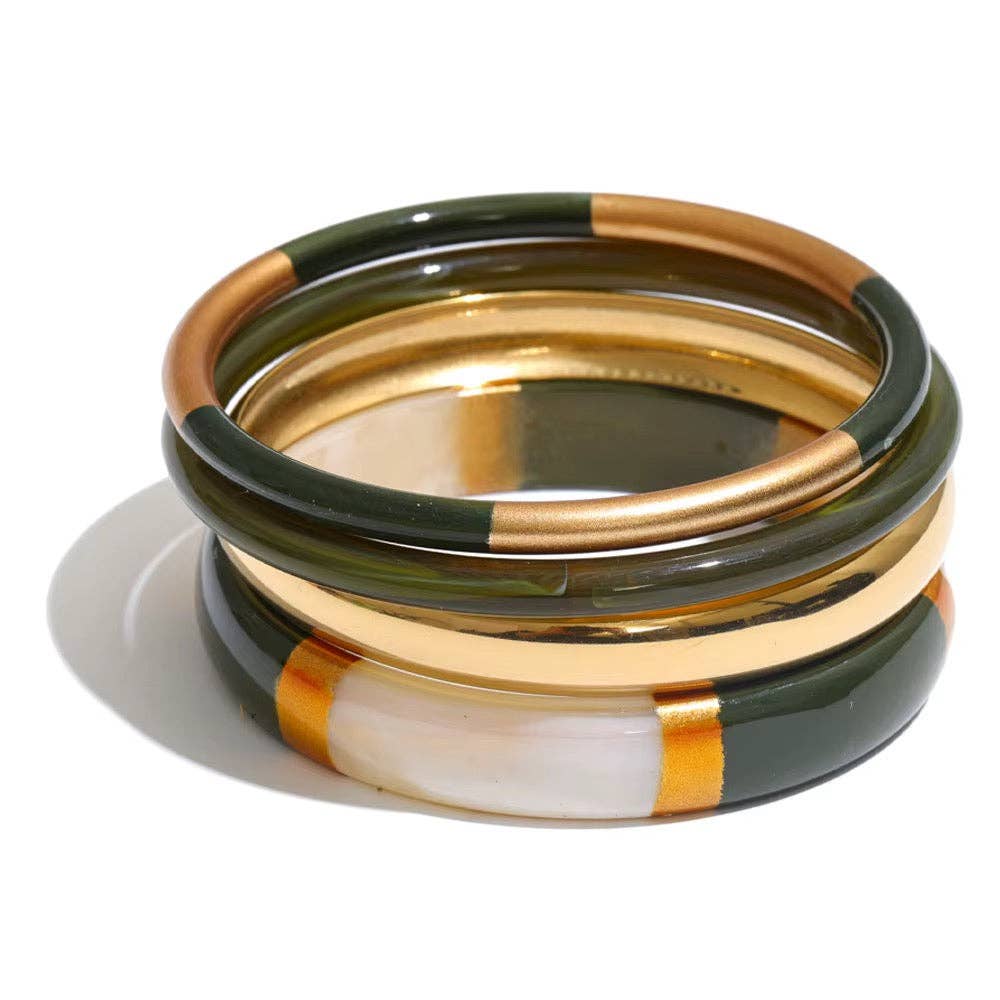 Waterproof the Socialite bangle set olive, women's bracelet from Aurea Lux Collective boutique in Lawton, OK