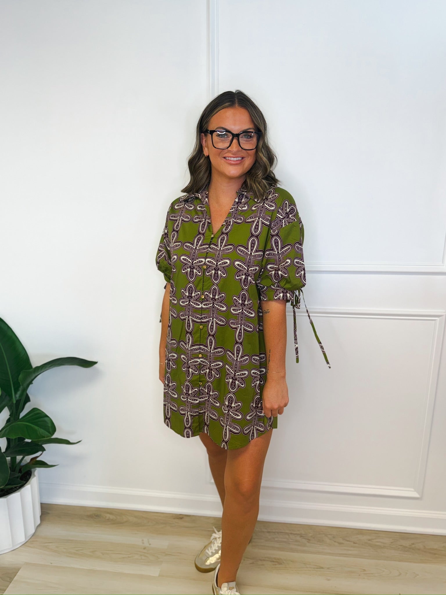 Olive You Forever printed mini dress, women's dress from Aurea Lux Collective boutique in Lawton, OK, image 3 of 5