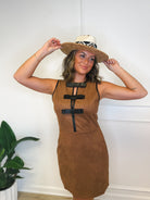 Western Ways bow mini dress, women's dress from Aurea Lux Collective boutique in Lawton, OK, image 1 of 4