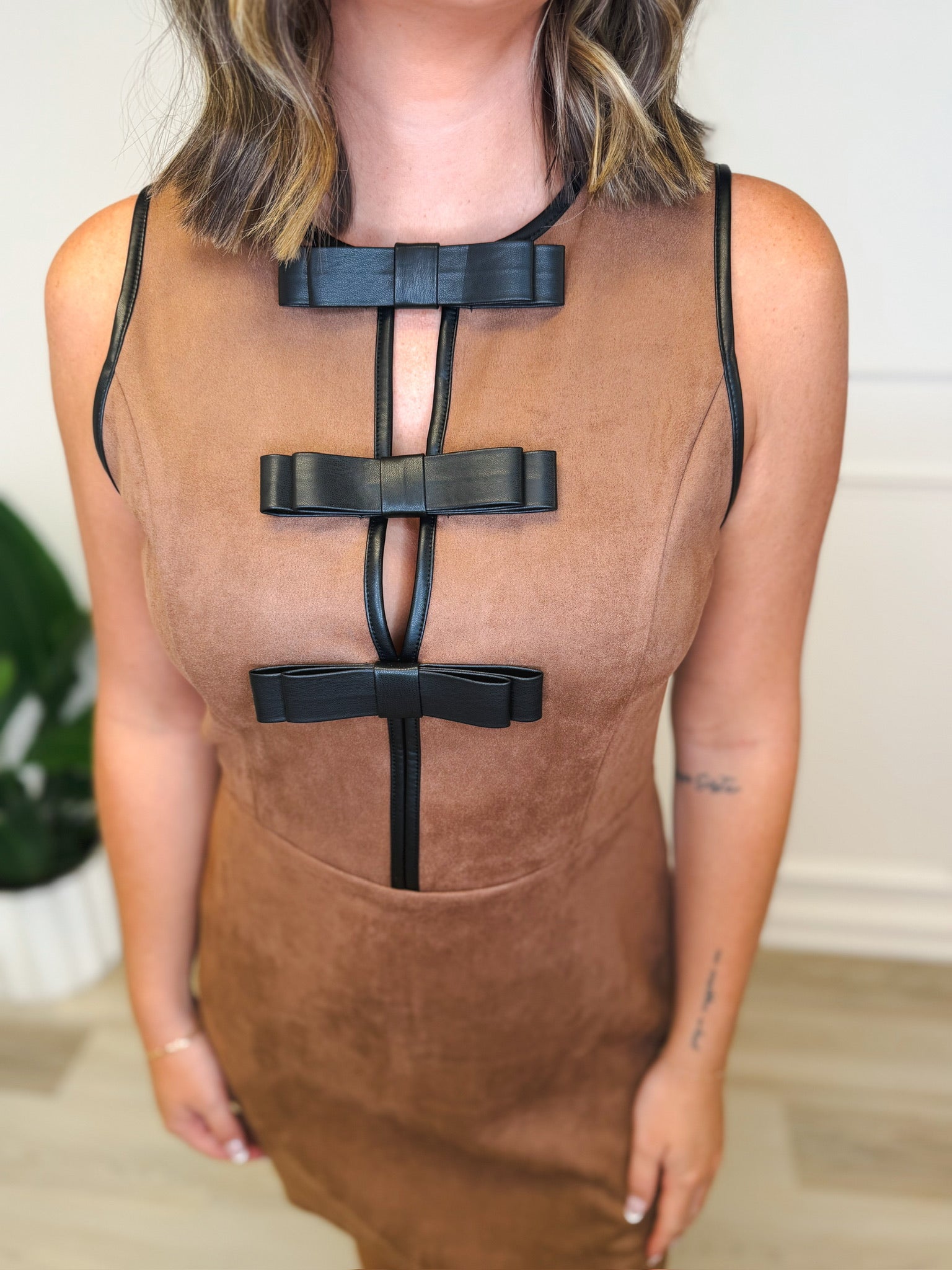 Western Ways bow mini dress, women's dress from Aurea Lux Collective boutique in Lawton, OK, image 4 of 4