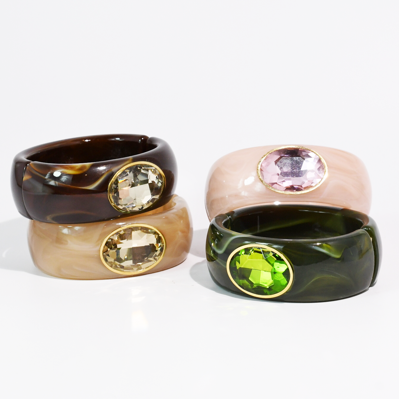 Gemstone resin cuff bracelet, women's bracelet from Aurea Lux Collective boutique in Lawton, OK, image 1 of 7