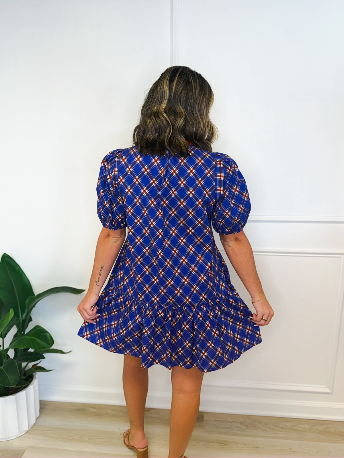 Autumn in plaid contrast mini dress, women's dress from Aurea Lux Collective boutique in Lawton, OK, image 5 of 5