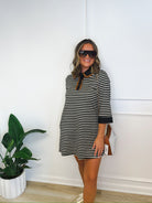 Weekend in stripes contrast collar dress, women's dress from Aurea Lux Collective boutique in Lawton, OK, image 3 of 4