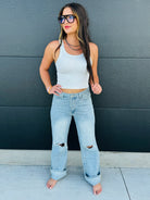 VERVET 90’S VINTAGE SUPER HIGH RISE FLARE JEANS - Bottoms