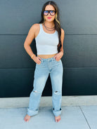 VERVET 90’S VINTAGE SUPER HIGH RISE FLARE JEANS - Bottoms