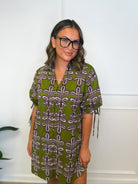 Olive You Forever printed mini dress, women's dress from Aurea Lux Collective boutique in Lawton, OK, image 1 of 5
