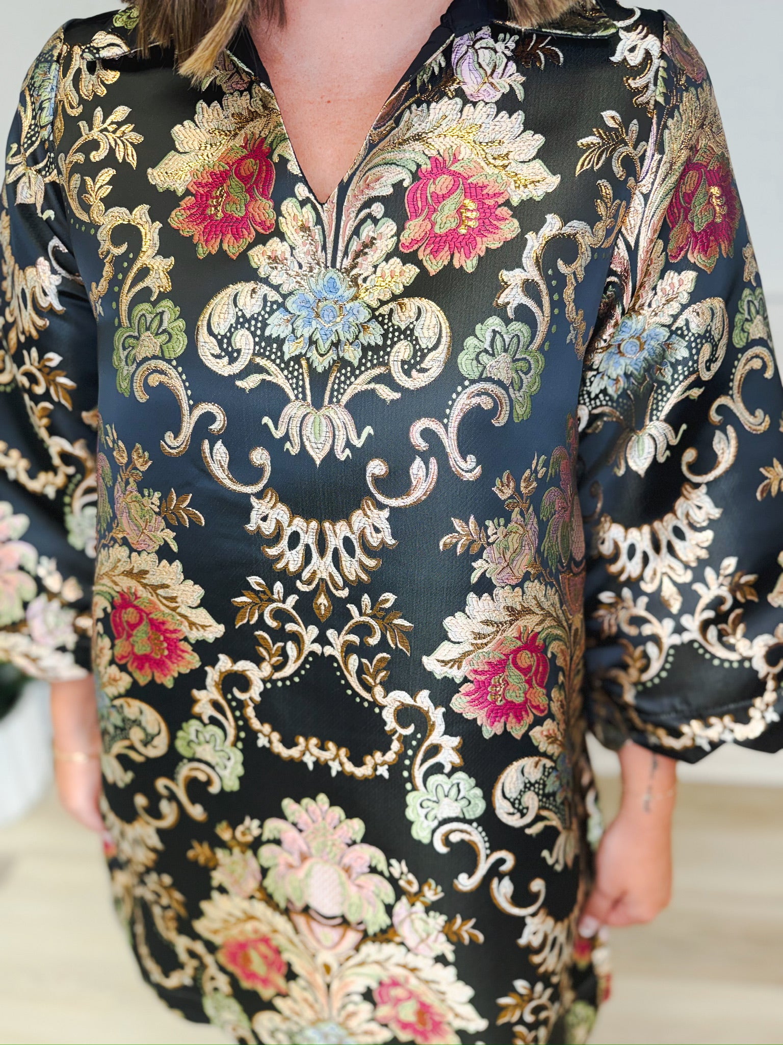 Painted in Fall floral mini dress, women's dress from Aurea Lux Collective boutique in Lawton, OK, image 5 of 5