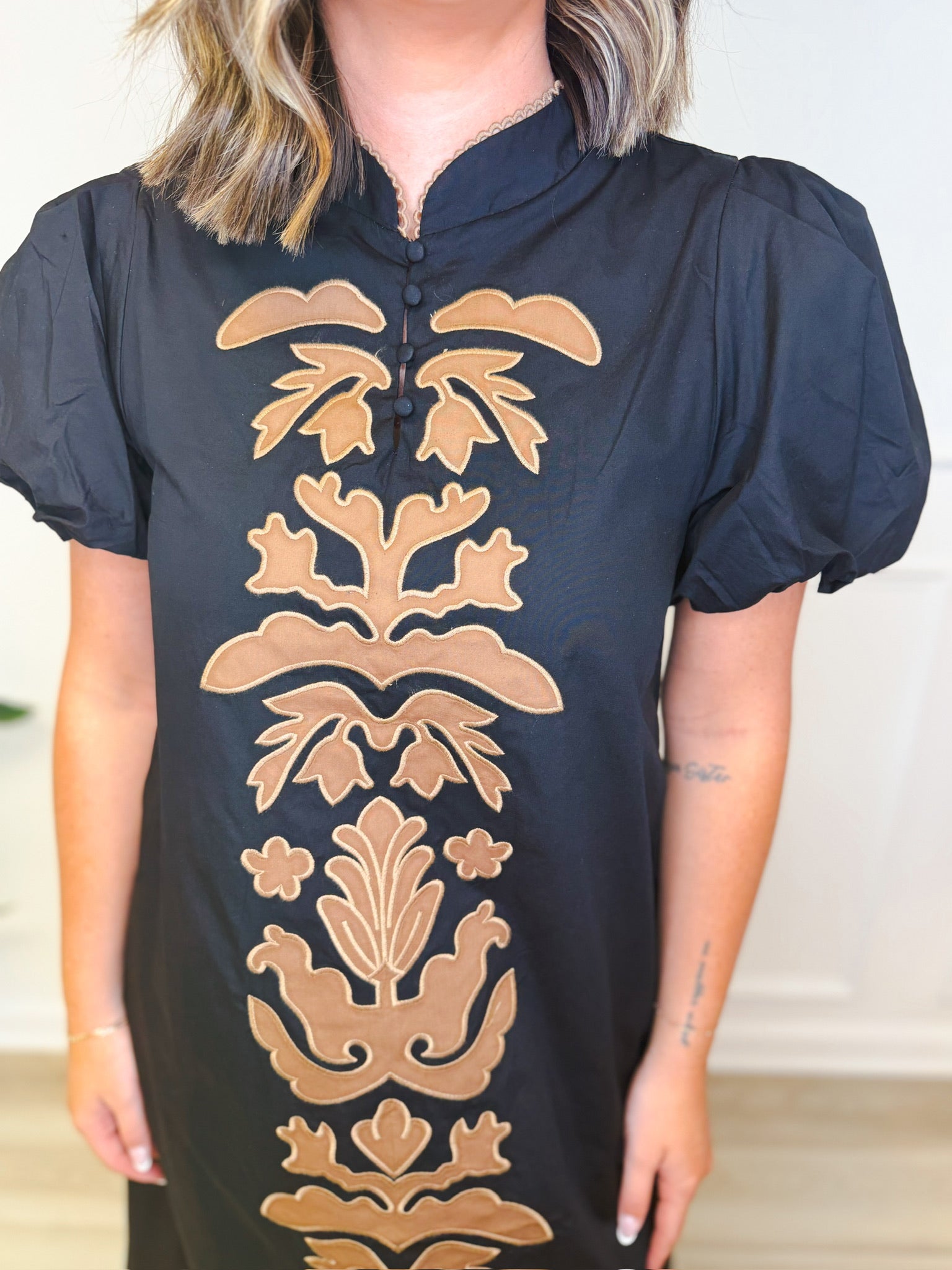 Folk About It embroidered midi dress, women's dress from Aurea Lux Collective boutique in Lawton, OK, image 5 of 5