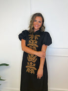 Folk About It embroidered midi dress, women's dress from Aurea Lux Collective boutique in Lawton, OK, image 3 of 5