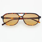 FREYRS FENIX-BROWN aviator sunglasses with tortoiseshell frames and amber tinted lenses.