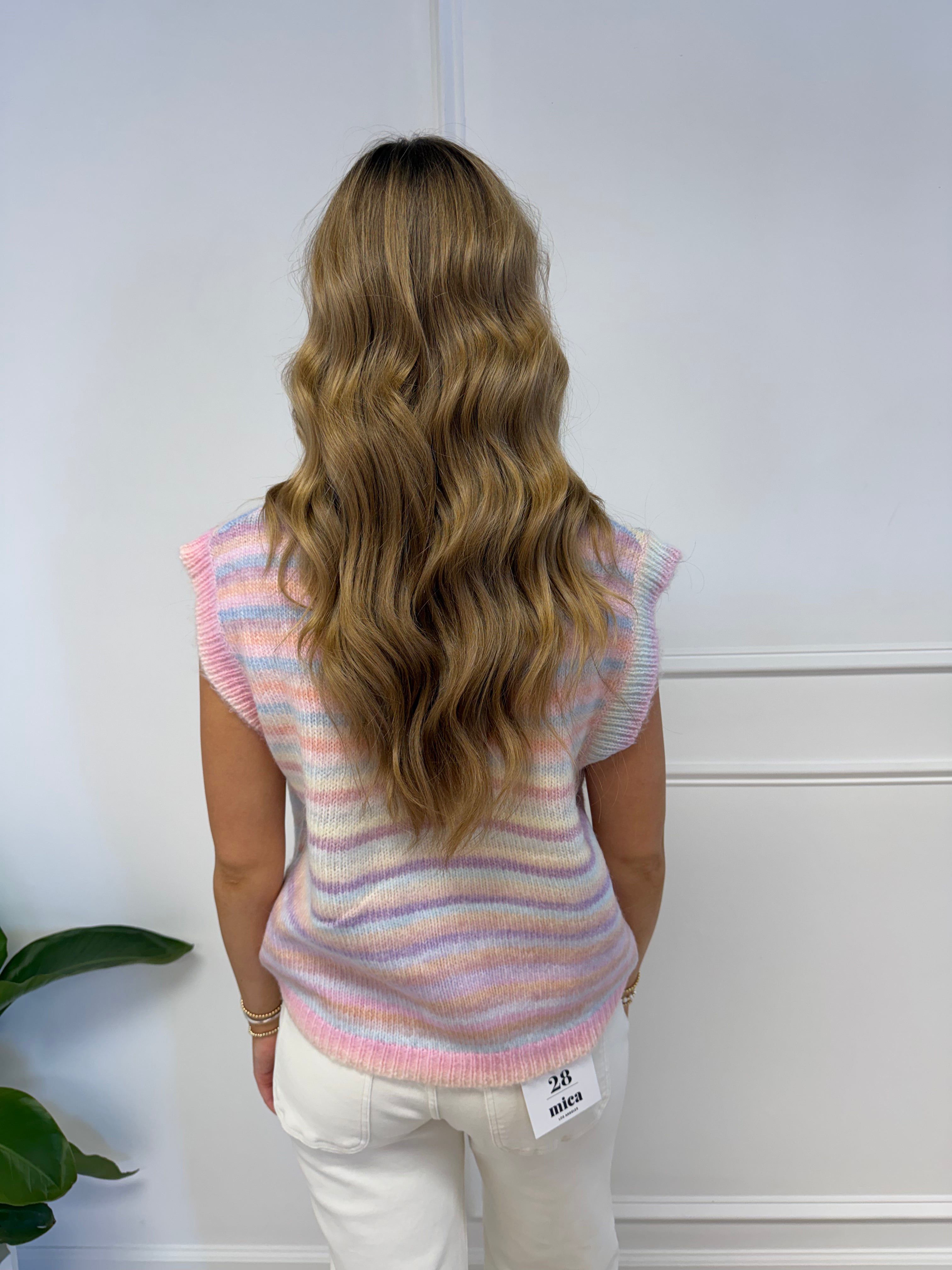 Sugar Striped Sweater Vest – detail view | Aurea Lux Collective