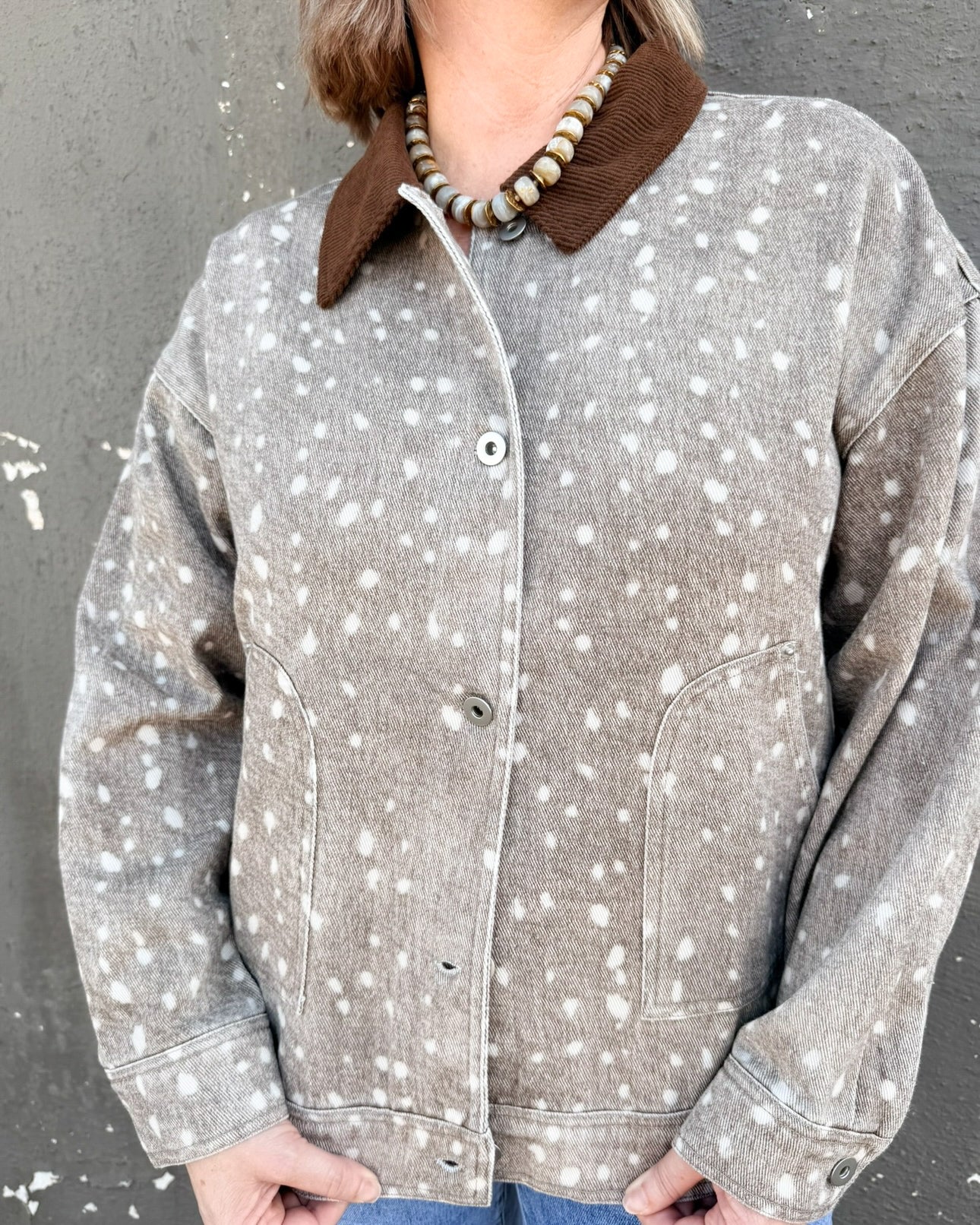 Oh Deer corduroy collar jacket, women's jacket from Aurea Lux Collective boutique in Lawton, OK, image 3 of 4