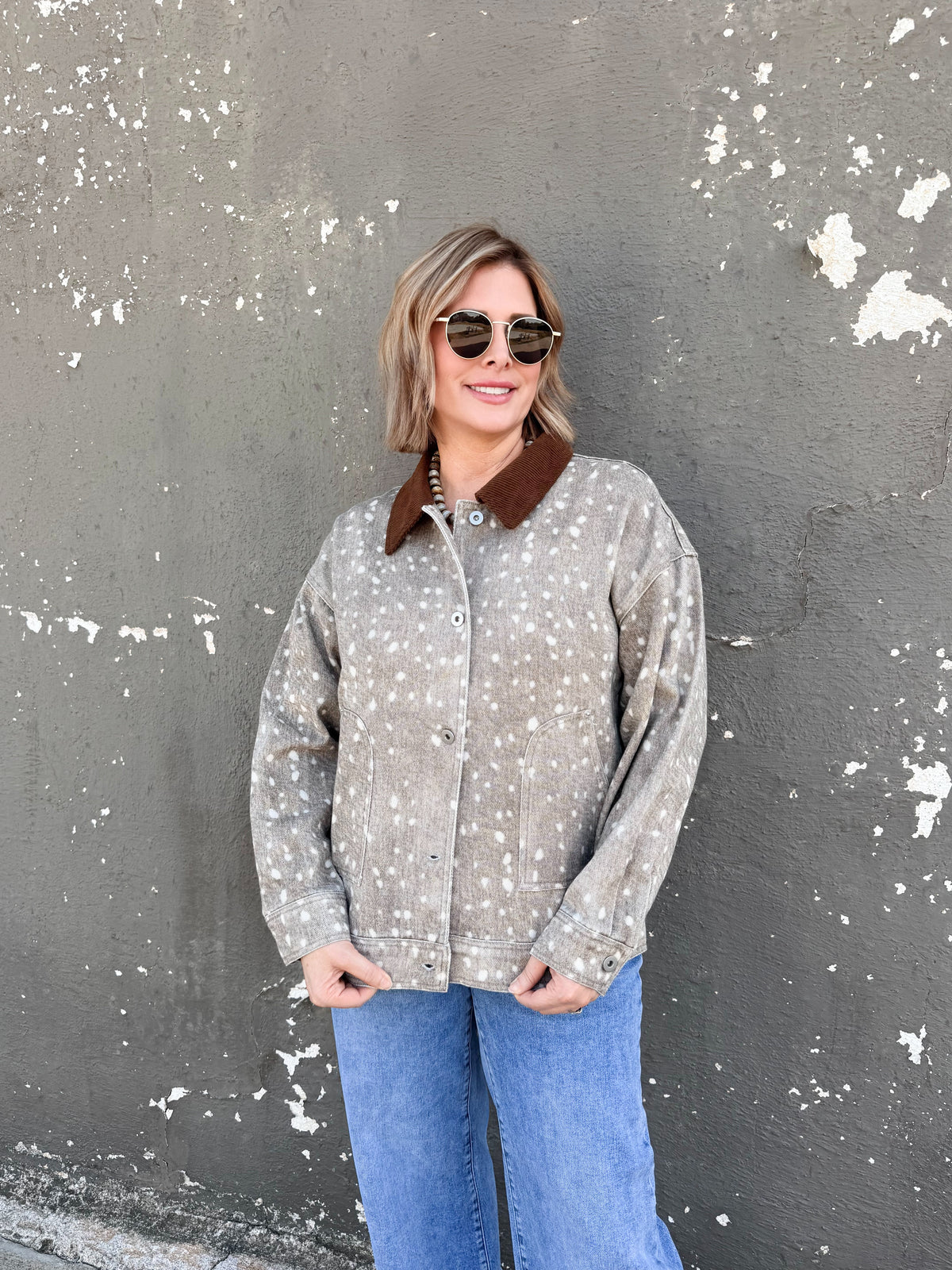 Oh Deer corduroy collar jacket, women's jacket from Aurea Lux Collective boutique in Lawton, OK, image 1 of 4