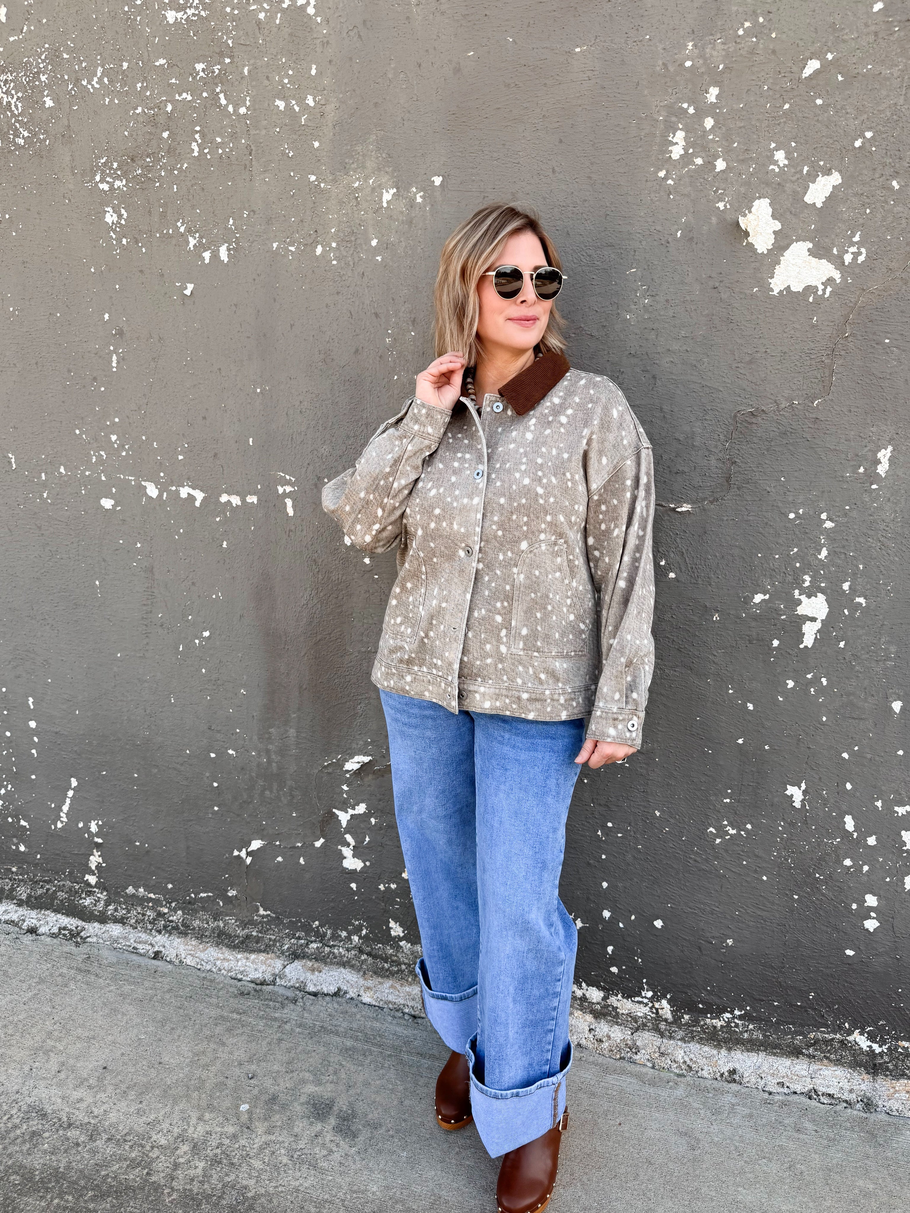 Oh Deer corduroy collar jacket, women's jacket from Aurea Lux Collective boutique in Lawton, OK, image 2 of 4