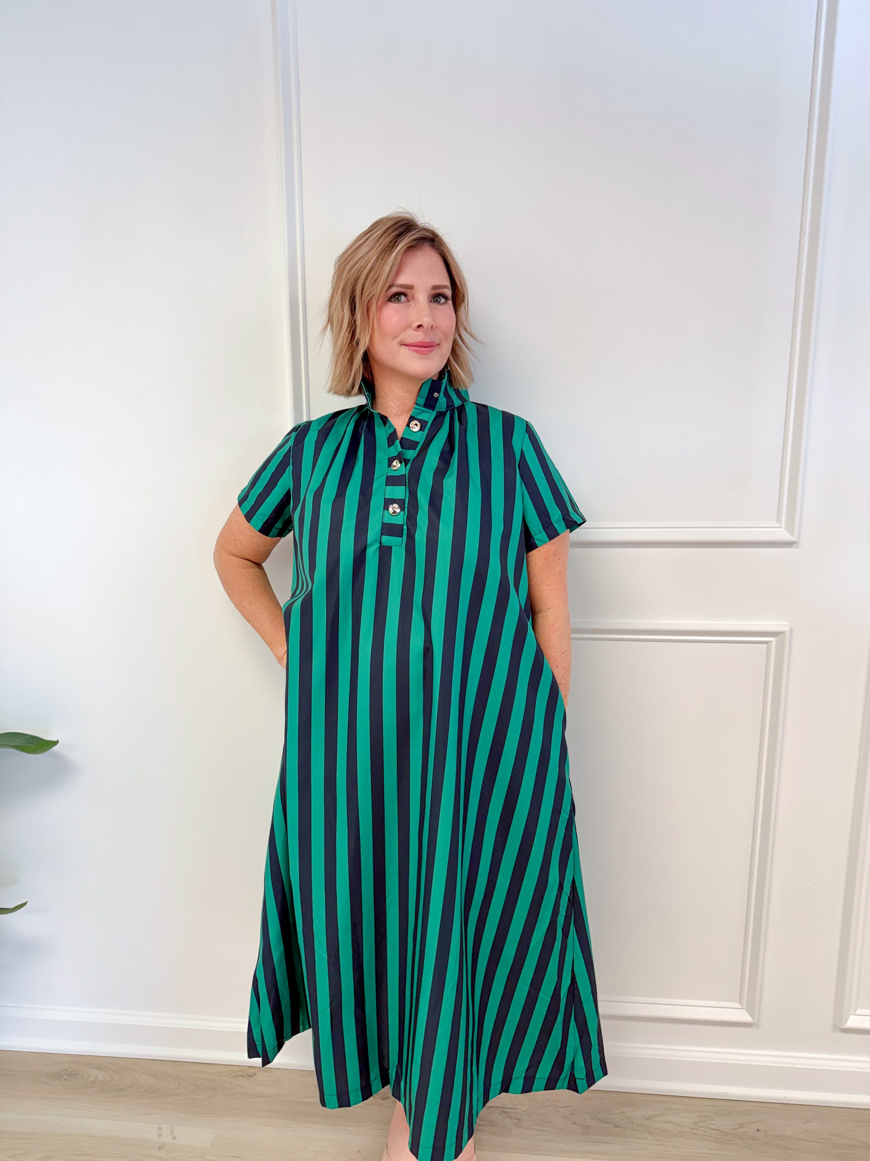 Main Attraction striped midi dress, women's dress from Aurea Lux Collective boutique in Lawton, OK, image 4 of 4