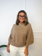 Cozy Up soft mocha sweater, women's sweater from Aurea Lux Collective boutique in Lawton, OK, image 3 of 4