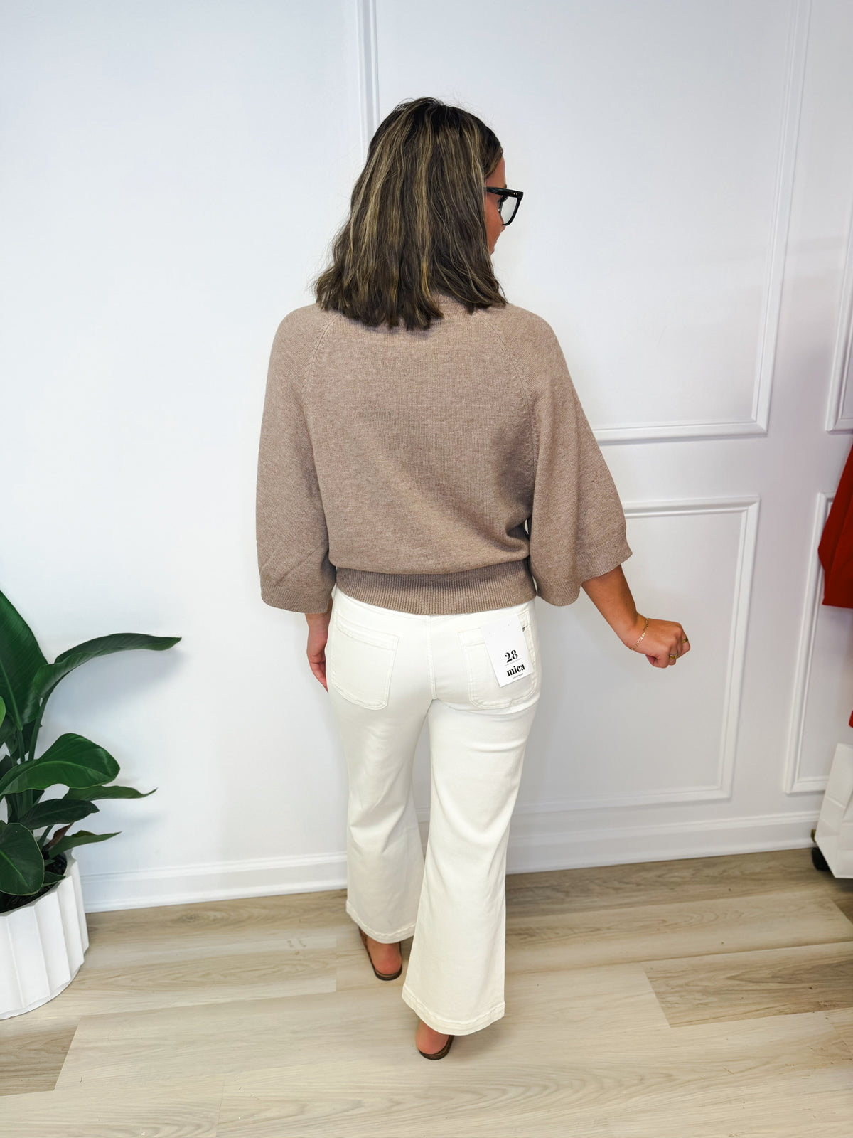Cozy Up soft mocha sweater, women's sweater from Aurea Lux Collective boutique in Lawton, OK, image 4 of 4