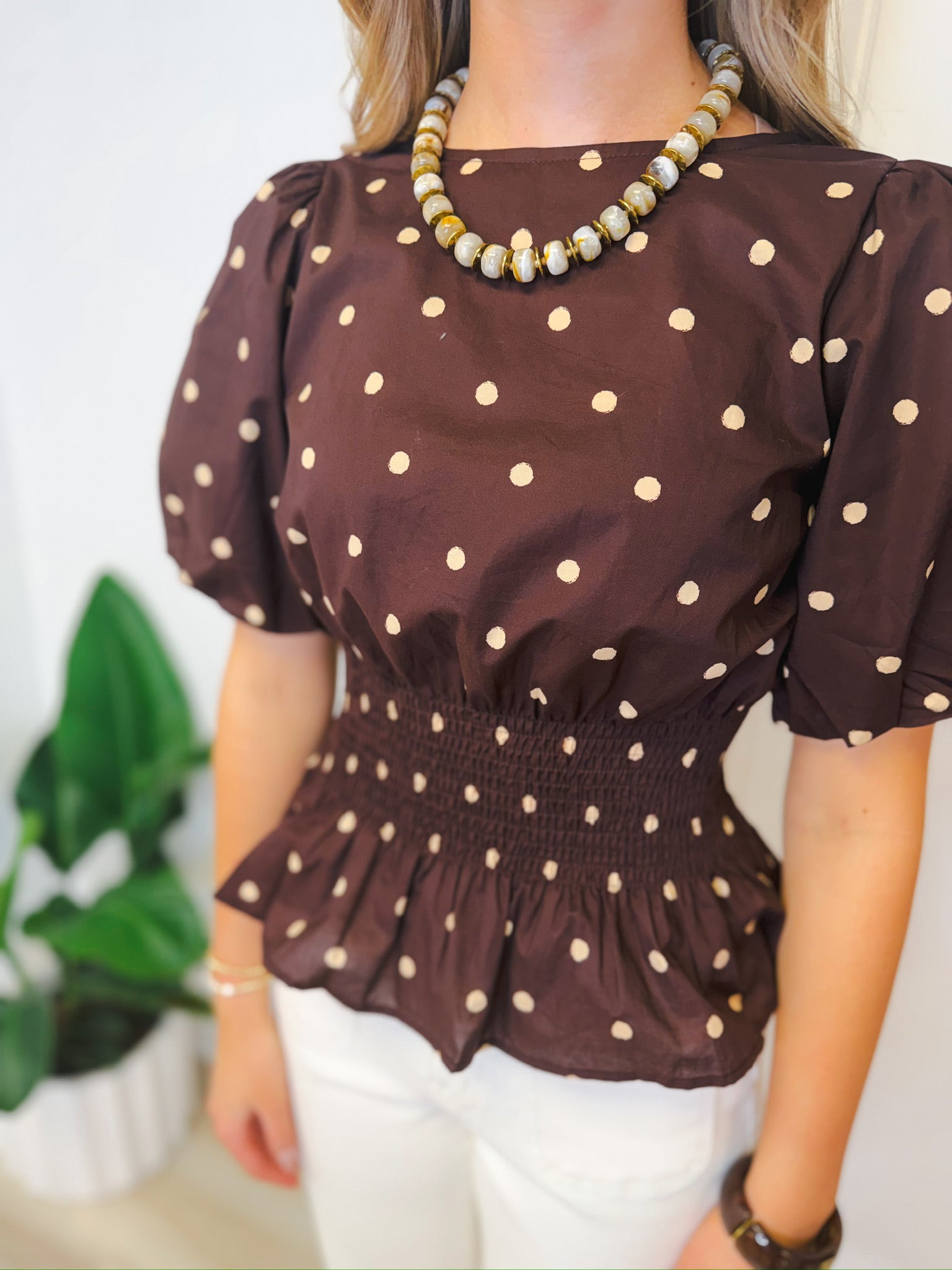 Sweet Spot polka dot top, women's top from Aurea Lux Collective boutique in Lawton, OK, image 4 of 4