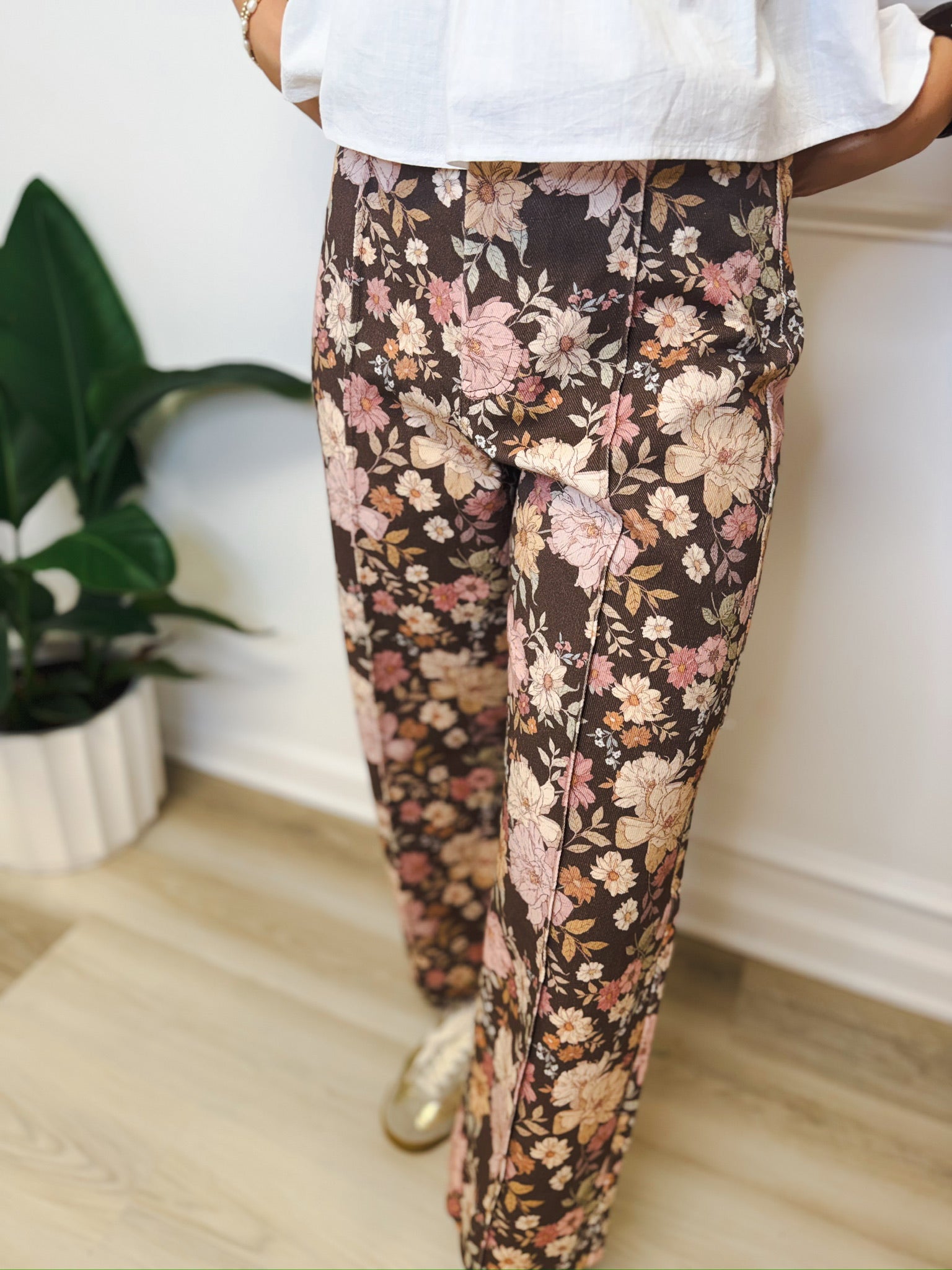 Vintage Bloom floral jeans, women's pants from Aurea Lux Collective boutique in Lawton, OK, image 2 of 4