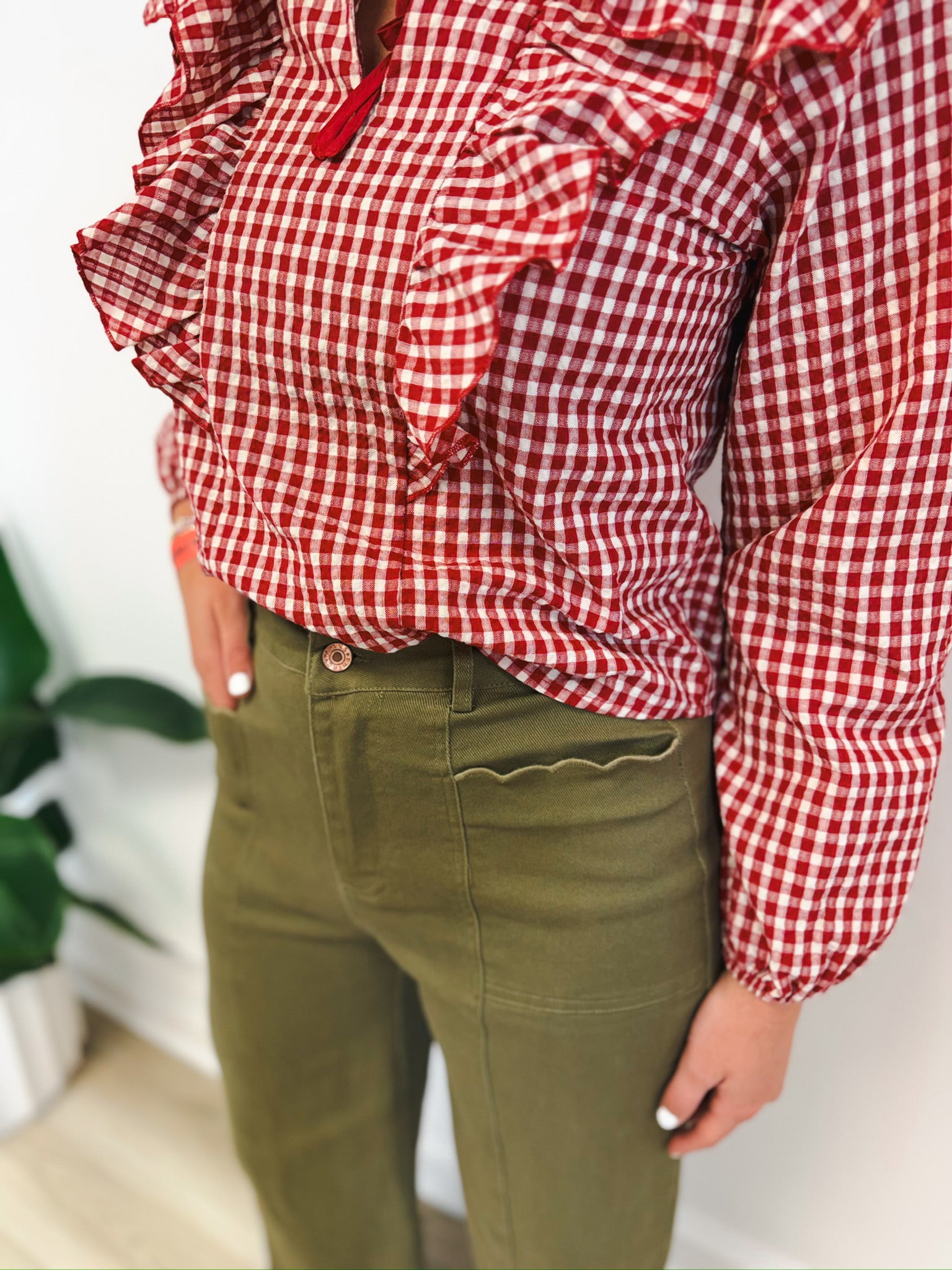 Olive Avenue Wide Leg Jeans – detail view | Aurea Lux Collective