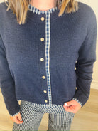 Plaid About You Cardigan Sweater – front view | Aurea Lux Collective