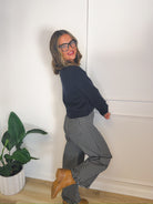 Plaid About You Ruffle Pants – front view | Aurea Lux Collective
