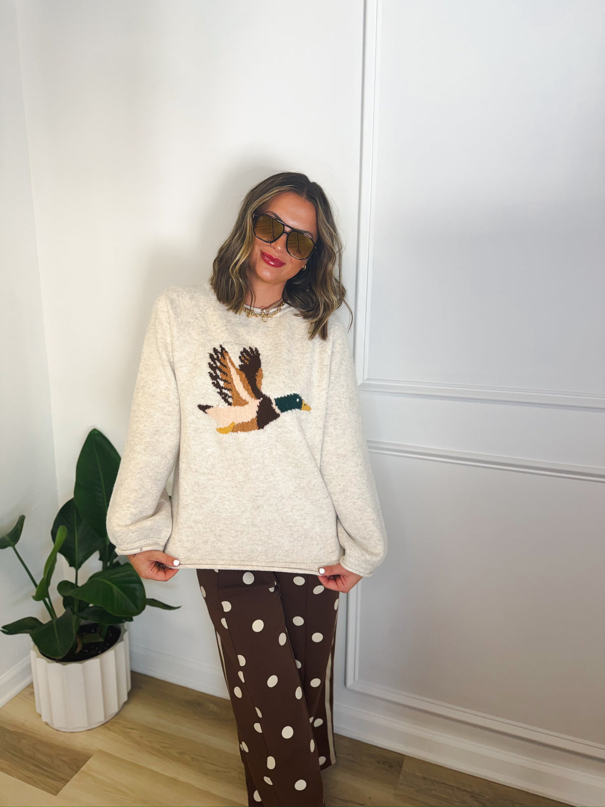 Duck Days Oatmeal Sweater – front view | Aurea Lux Collective