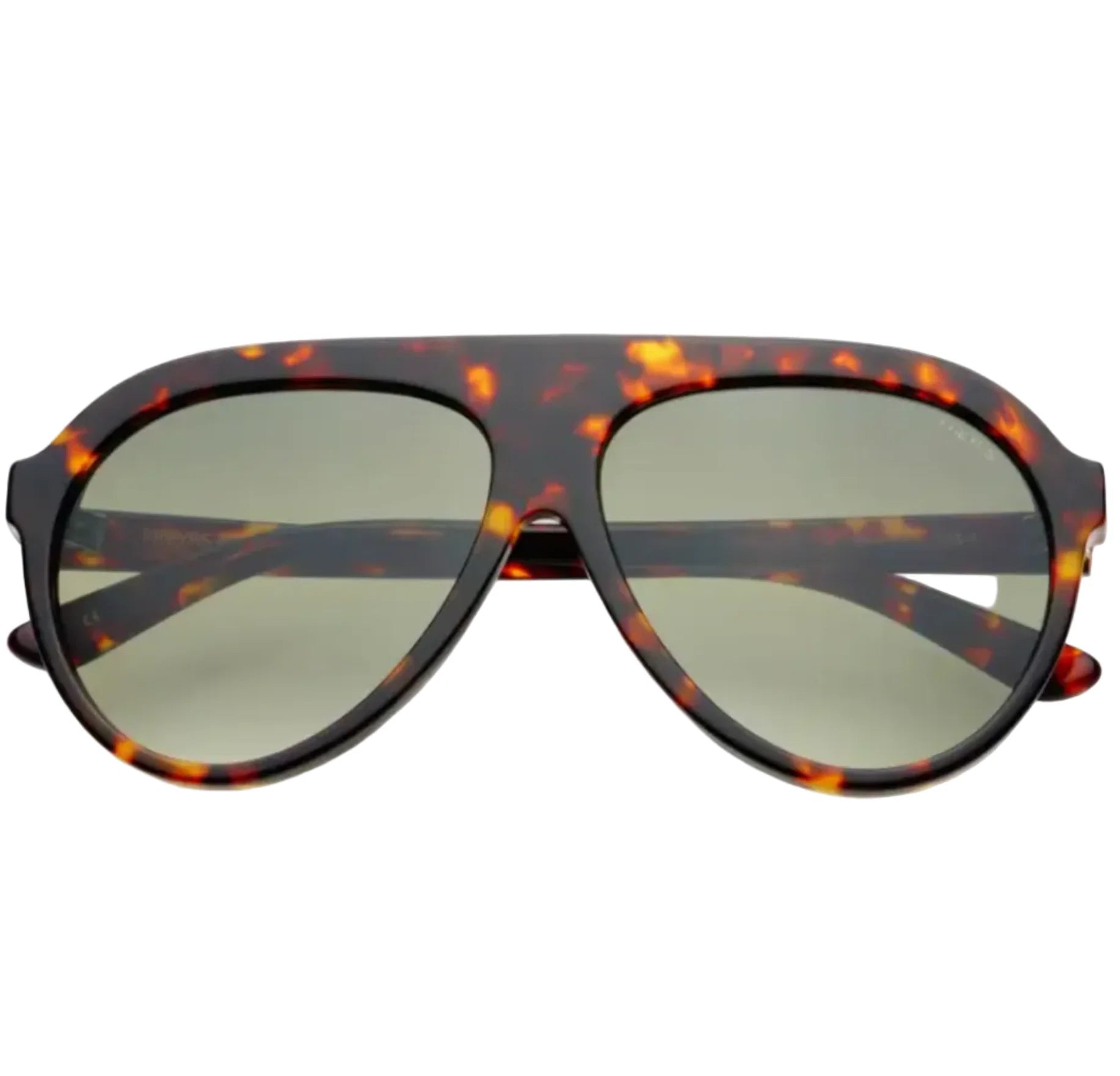 FREYRS MAXWELL SUNGLASSES: Tortoiseshell aviator sunglasses with gradient gray lenses and a thick, bold frame.