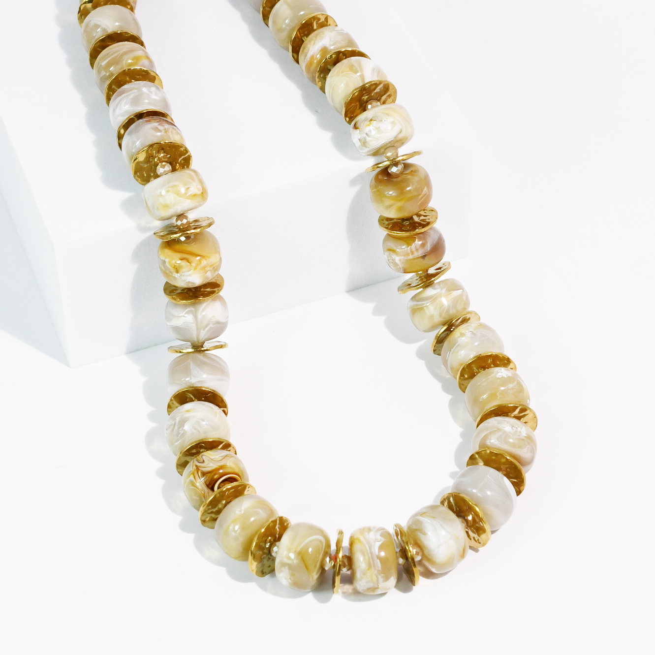 Golden marble necklace waterproof, women's necklace from Aurea Lux Collective boutique in Lawton, OK, image 1 of 2