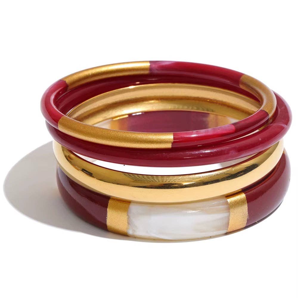 Waterproof the Socialite bangle set red, women's bracelet from Aurea Lux Collective boutique in Lawton, OK