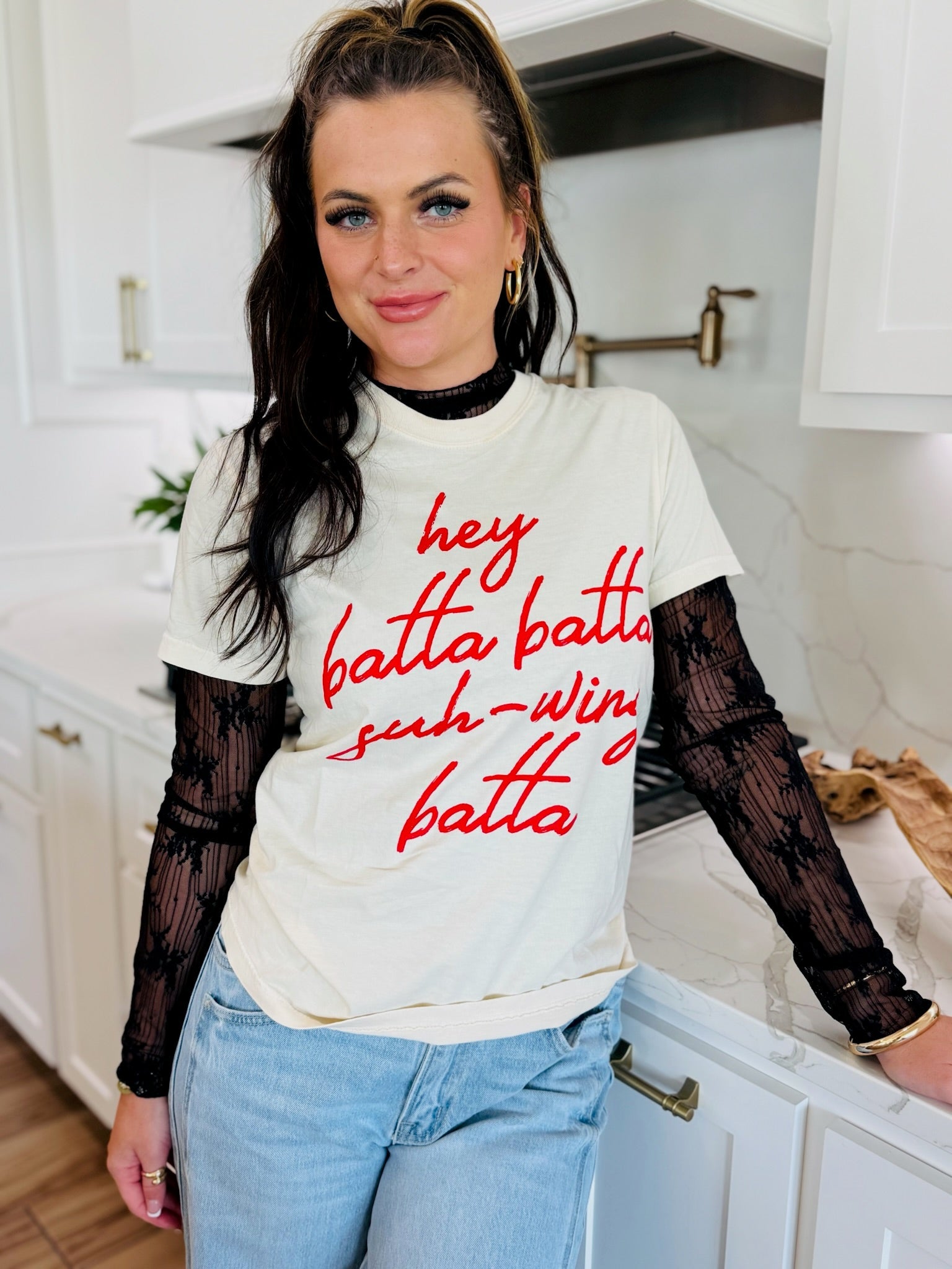 BLACK RIBBON FLORAL SHEER TOP