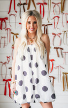 BLACK AND WHITE POLKA DOT STRAPLESS BUBBLE DRESS - Dress