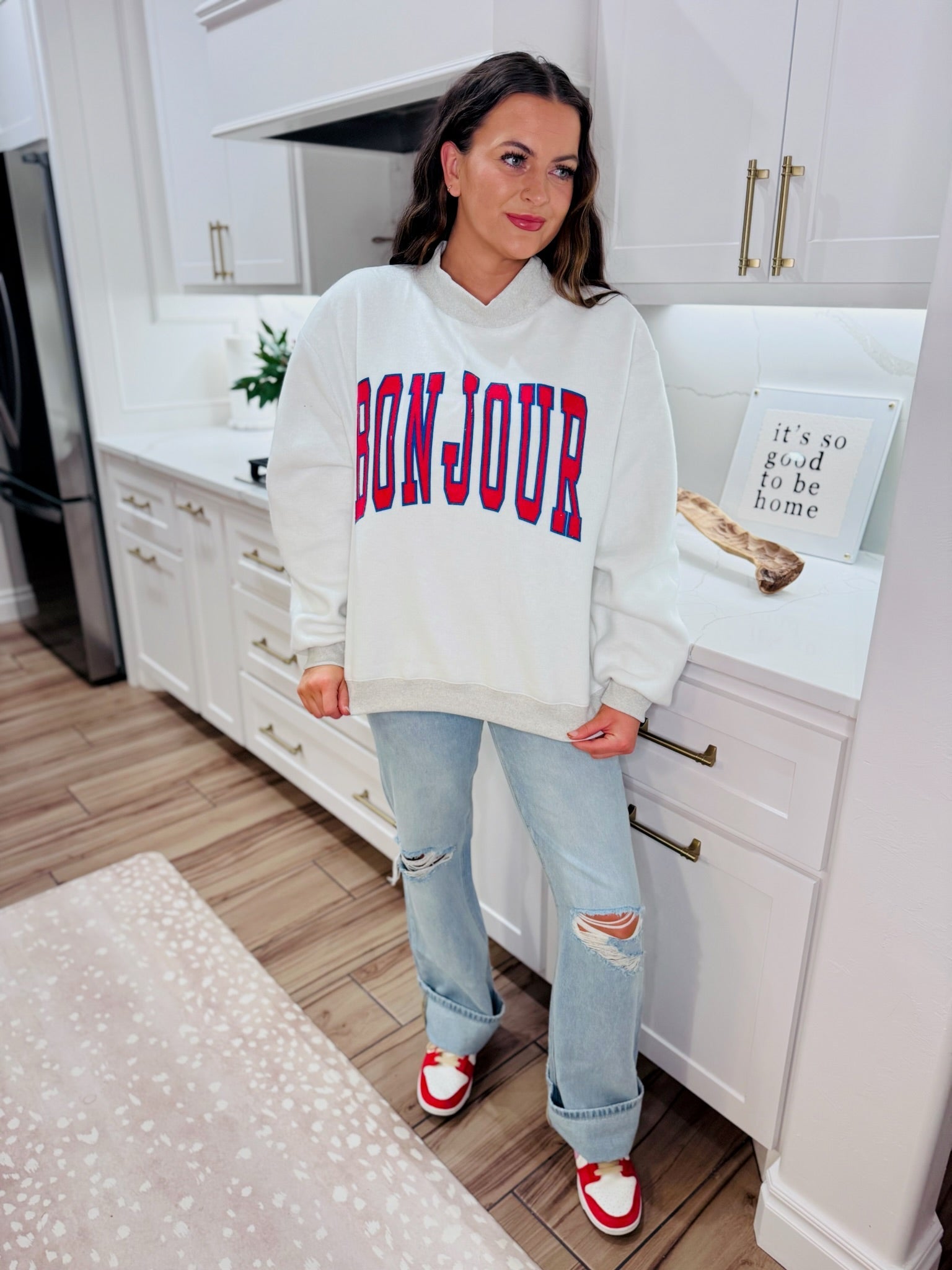 HEATHER GREY REVERSIBLE MOCKNECK SWEATSHIRT- PARIS & BONJOUR - Tops