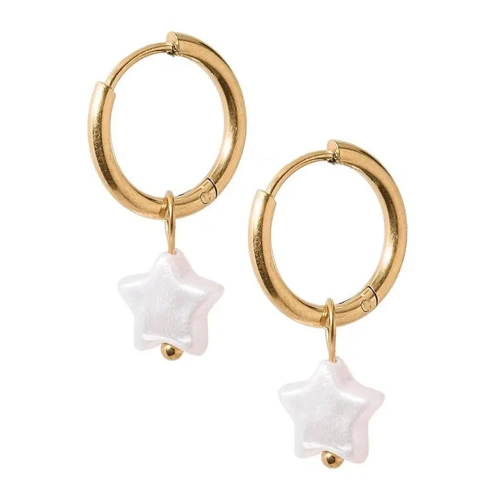 Huggie charm earrings, Aster Star pearl, women's earrings from Aurea Lux Collective boutique in Lawton, OK, image 1 of 2