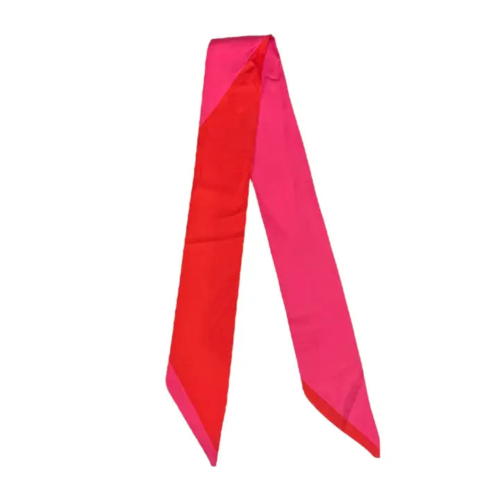 TWILLY SCARF- WEAR AS A BRACELET HEADBAND NECK OR BAG TIE - RED/PINK