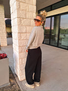 COLLARED HALF-ZIP SWEATSHIRT- HEATHER GRAY - Tops