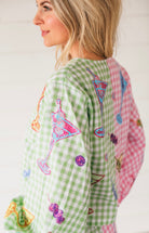 QUEEN OF SPARKLES GINGHAM MARTINI TIE FROM TOP - Tops