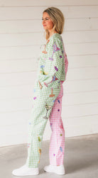 QUEEN OF SPARKLES COLORBLOCK GINGHAM MARTINI STATEMENT PANTS - Bottoms