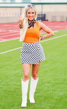 ORANGE CORSET SEAM DETAIL CROP TANK TOP - Tops