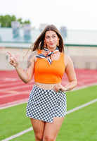 ORANGE CORSET SEAM DETAIL CROP TANK TOP - Tops