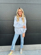 LIGHT GRAY COZY ELEGANCE POLO COLLAR PULLOVER - Tops