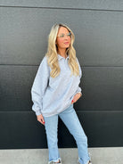 LIGHT GRAY COZY ELEGANCE POLO COLLAR PULLOVER - Tops