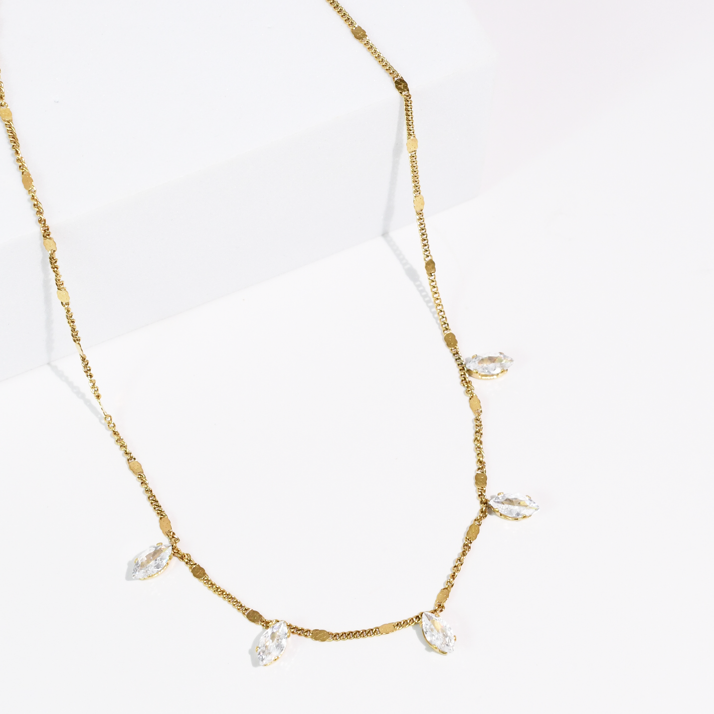 Golden spark waterproof necklace, women's necklace from Aurea Lux Collective boutique in Lawton, OK, image 1 of 2