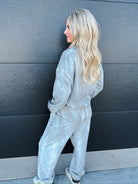 DAVI & DANI GREY RHINESTONE SWEAT SET - SET