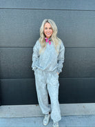 DAVI & DANI GREY RHINESTONE SWEAT SET - SET