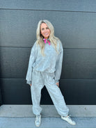 DAVI & DANI GREY RHINESTONE SWEAT SET - SET