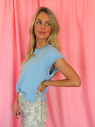 Entro Baby Blue Sleeveless Sweater - Tops