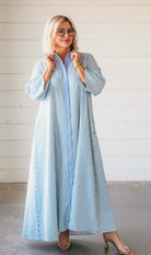 Blue and White Striped Maxi Dress - Dress